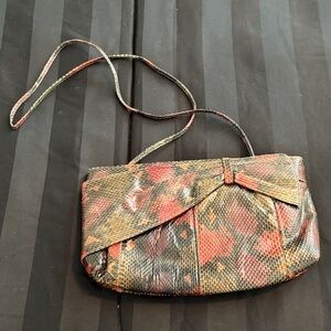Vintage Elegant Multicolor Snakeskin Clutch/Shoulder bag